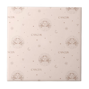Cancer Zodiac Pattern in Brown and Burgundy Tile