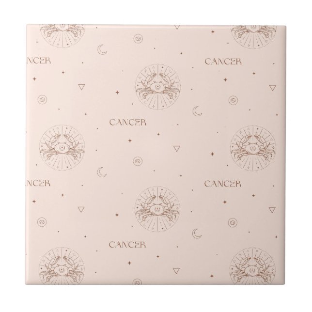 Cancer Zodiac Pattern in Brown and Burgundy Tile (Front)