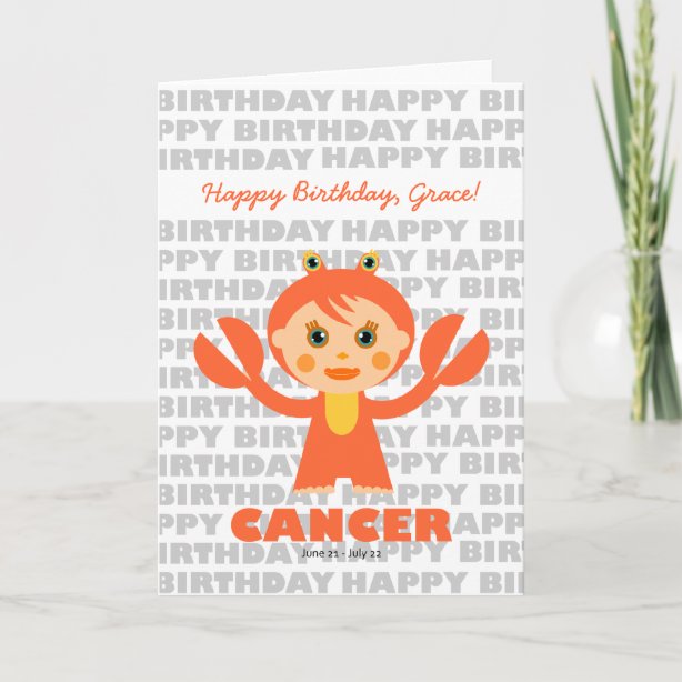 Zodiac Zodiac Sign Cancer Birthday Cards Zazzle UK