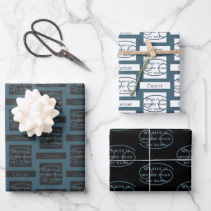 Cancer Zodiac Sign Birthday Fun Quote Blue Text Wrapping Paper Sheet