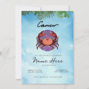 Cancer Zodiac Sign Birthday Invitation