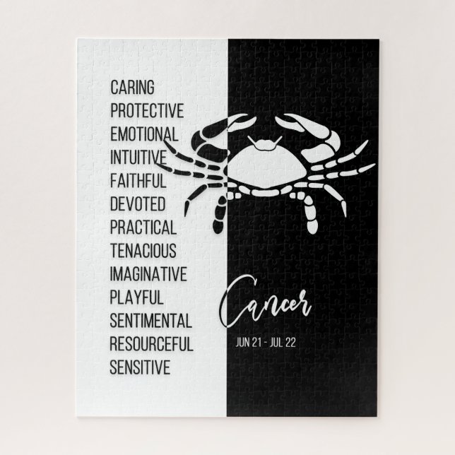 Cancer Zodiac Sign, Black & White Jigsaw Puzzle (Vertical)