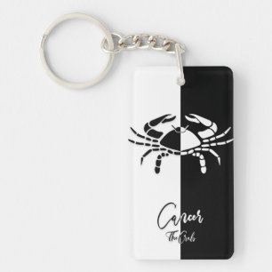 Cancer Zodiac Sign, Black & White Keychain