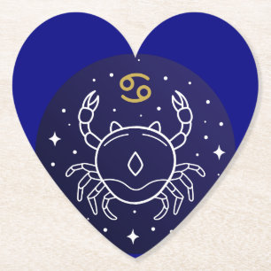 Cancer Zodiac Sign Minimalist Art Paper Coaster