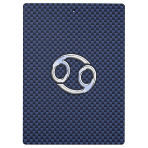 Cancer Zodiac Sign on Blue Carbon Fibre Decor Clipboard