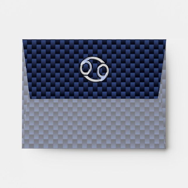 Cancer Zodiac Sign on Blue Carbon Fibre Decor Envelopes (Back (Top Flap))
