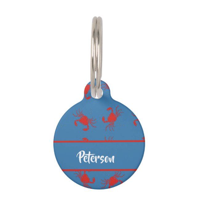 Cancer Zodiac sign on blue Pet Tag (Front)