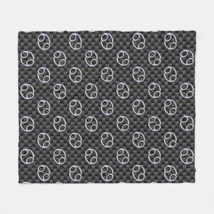 Cancer Zodiac Sign on Charcoal Carbon Fibre Print Fleece Blanket