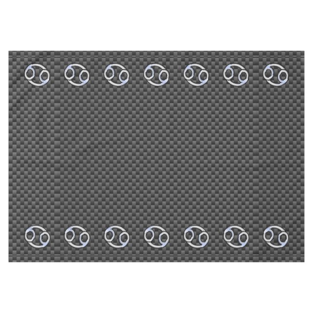 Cancer Zodiac Sign on Charcoal Carbon Fibre Print Tablecloth (Front (Horizontal))
