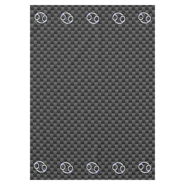 Cancer Zodiac Sign on Charcoal Carbon Fibre Print Tablecloth (Front)