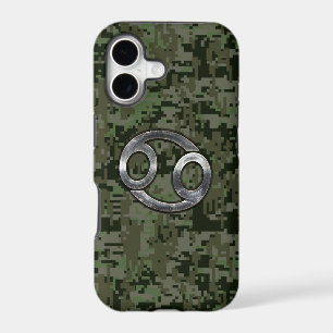 Cancer Zodiac Sign on Green Digital Camouflage