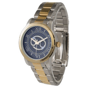 Cancer Zodiac Sign on Navy Blue Carbon Fibre Dial Watch