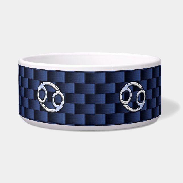 Cancer Zodiac Sign on Navy Blue Carbon Fibre Print (Front)