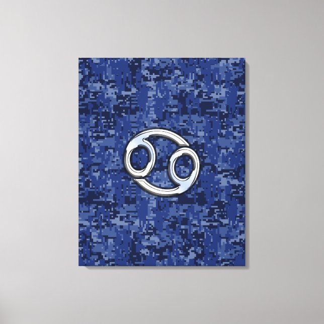 Cancer Zodiac Sign on Navy Blue Digital Camo (Front)