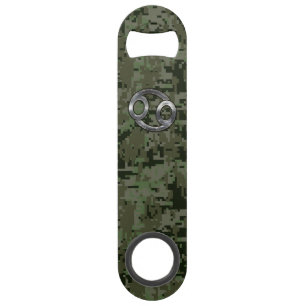 Cancer Zodiac Sign on Olive Green Digital Camo
