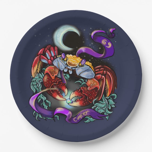 Cancer zodiac sign paper plate (Front)