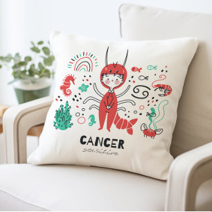 Cancer Zodiac Sign Pillow, Astrology Cushion
