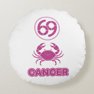 Cancer Zodiac Sign Pink Stencil Y2K Round Cushion