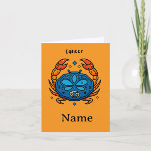 Cancer Zodiac Sign Pop Art - Retro Celestial Crab  Card