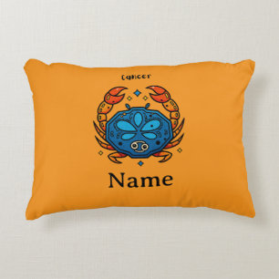 Cancer Zodiac Sign Pop Art - Retro Celestial Crab Decorative Cushion