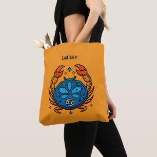 Cancer Zodiac Sign Pop Art - Retro Celestial Crab Tote Bag