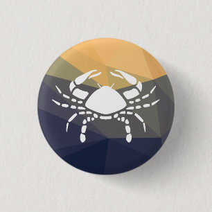 Cancer zodiac sign round button. 3 cm round badge