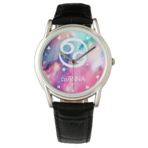Cancer Zodiac Sign Stunning Watercolor Painting Watch