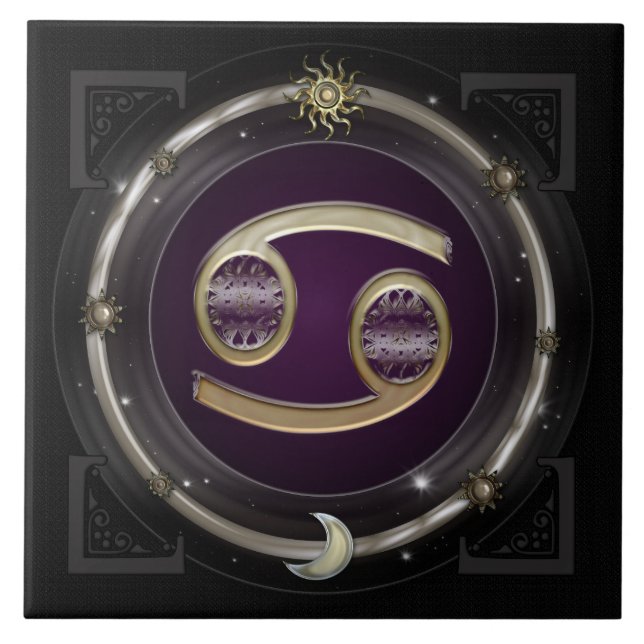 Cancer Zodiac Sign Tile (Front)
