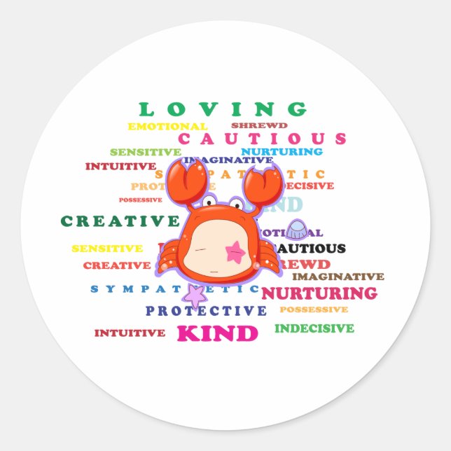 Cancer Zodiac Sign Traits Classic Round Sticker (Front)