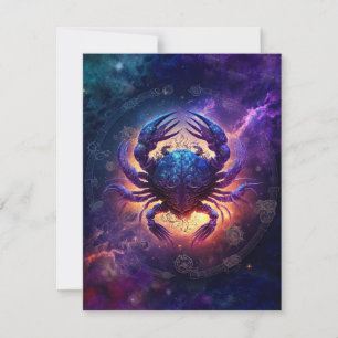 Cancer Zodiac Sign Watercolor Design Card