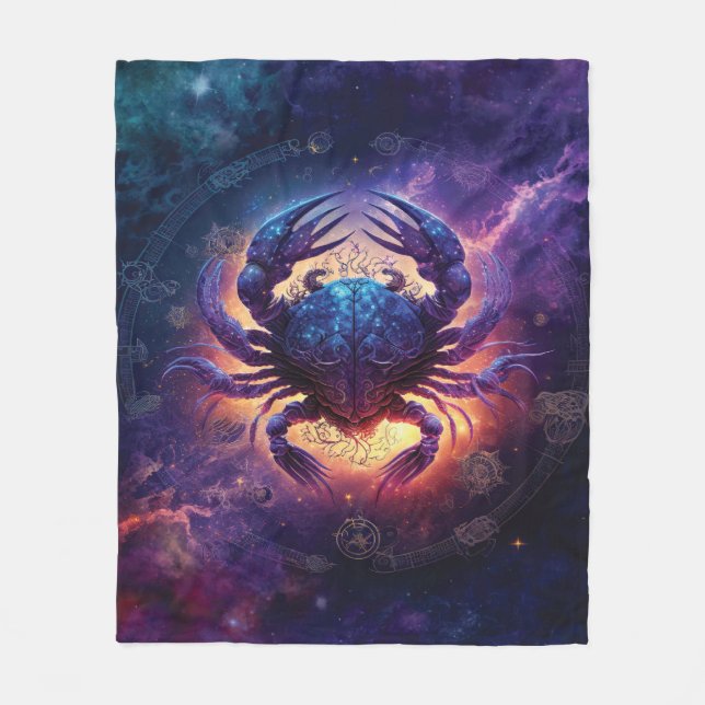 Cancer Zodiac Sign Watercolor Design Fleece Blanket (Front)