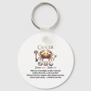 Cancer Zodiac Sign With Poetic Quote Key Ring