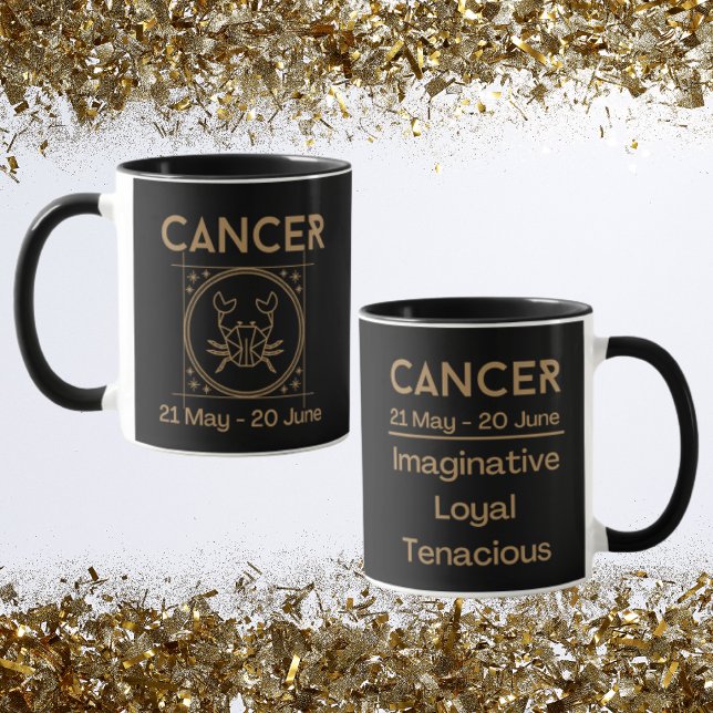 Cancer Zodiac Sign with Symbol and Traits Mug (Cancer Zodiac Coffee Mug with traits)