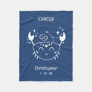 Cancer Zodiac Star Name Birthdate Blue Baby Fleece Blanket