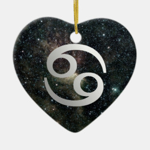 Cancer Zodiac Star Sign Universe Heart Birthday Ceramic Tree Decoration
