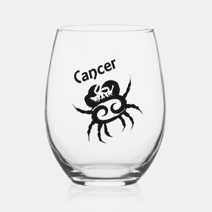 Cancer Zodiac Symbol and Sign Stemless Wine Glass