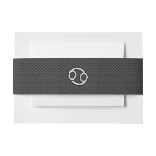 Cancer Zodiac Symbol Black Carbon Fiber Print Invitation Belly Band