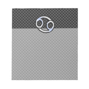Cancer Zodiac Symbol Black Carbon Fiber Print Notepad