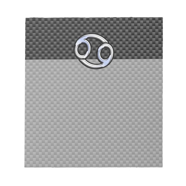 Cancer Zodiac Symbol Black Carbon Fiber Print Notepad (Front)