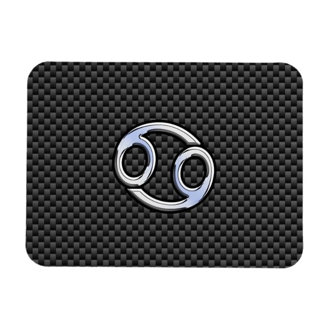 Cancer Zodiac Symbol Black Carbon Fibre Print Magnet (Horizontal)