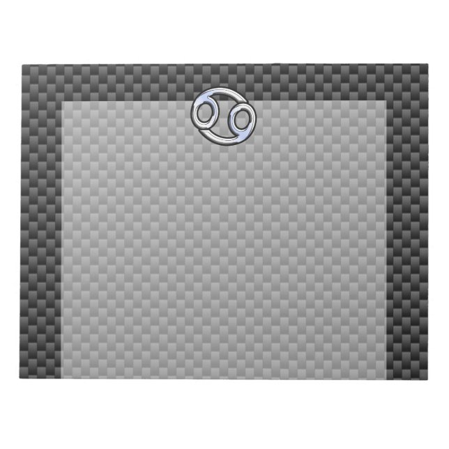 Cancer Zodiac Symbol Black Carbon Fibre Print Notepad (Front)