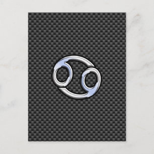 Cancer Zodiac Symbol Black Carbon Fibre Print Postcard