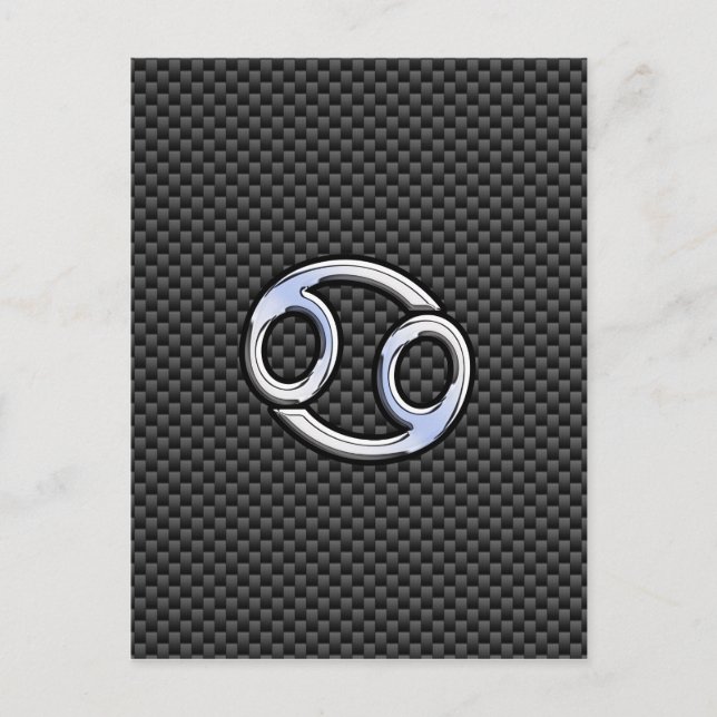 Cancer Zodiac Symbol Black Carbon Fibre Print Postcard (Front)