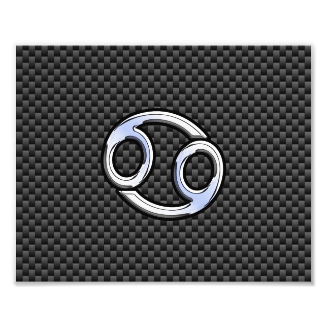 Cancer Zodiac Symbol Charcoal Carbon Fiber Print (Front)