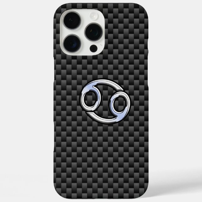 Cancer Zodiac Symbol Charcoal Carbon Fibre Case-Mate iPhone Case (Back)
