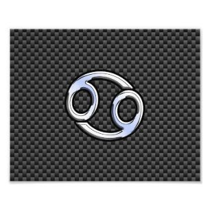 Cancer Zodiac Symbol Charcoal Carbon Fibre Print