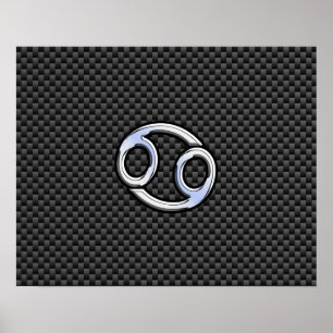 Cancer Zodiac Symbol Charcoal Carbon Fibre Print