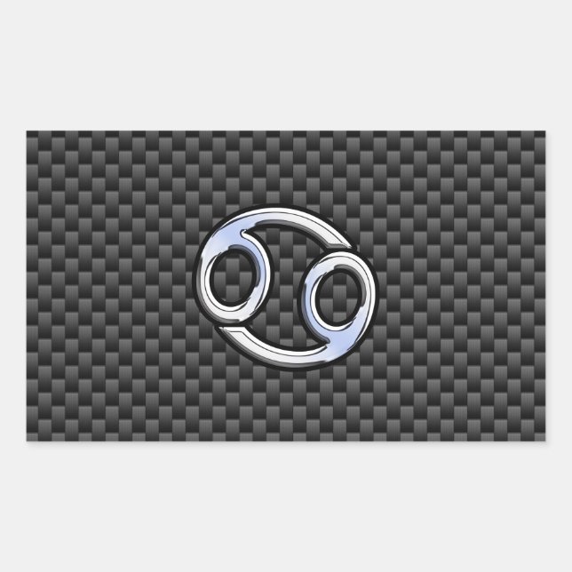 Cancer Zodiac Symbol Charcoal Carbon Fibre Print Rectangular Sticker (Front)