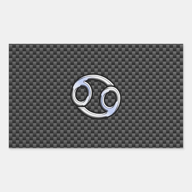 Cancer Zodiac Symbol Charcoal Carbon Fibre Print Rectangular Sticker (Front)