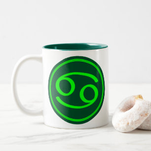 Cancer Zodiac Symbol Green Mix Two-Tone Coffee Mug